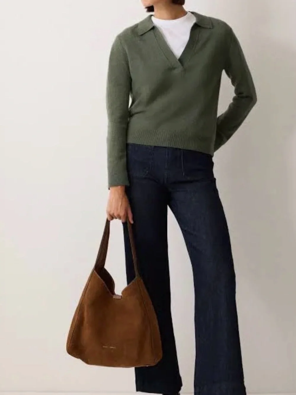 Jigsaw Suede Hobo Tote Bag in Chestnut